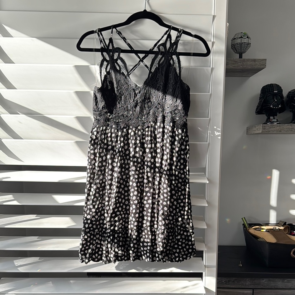 Black Lace Polka Dot Dress